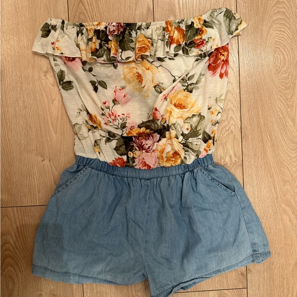 Floral strapless romper - Picture 3 of 4